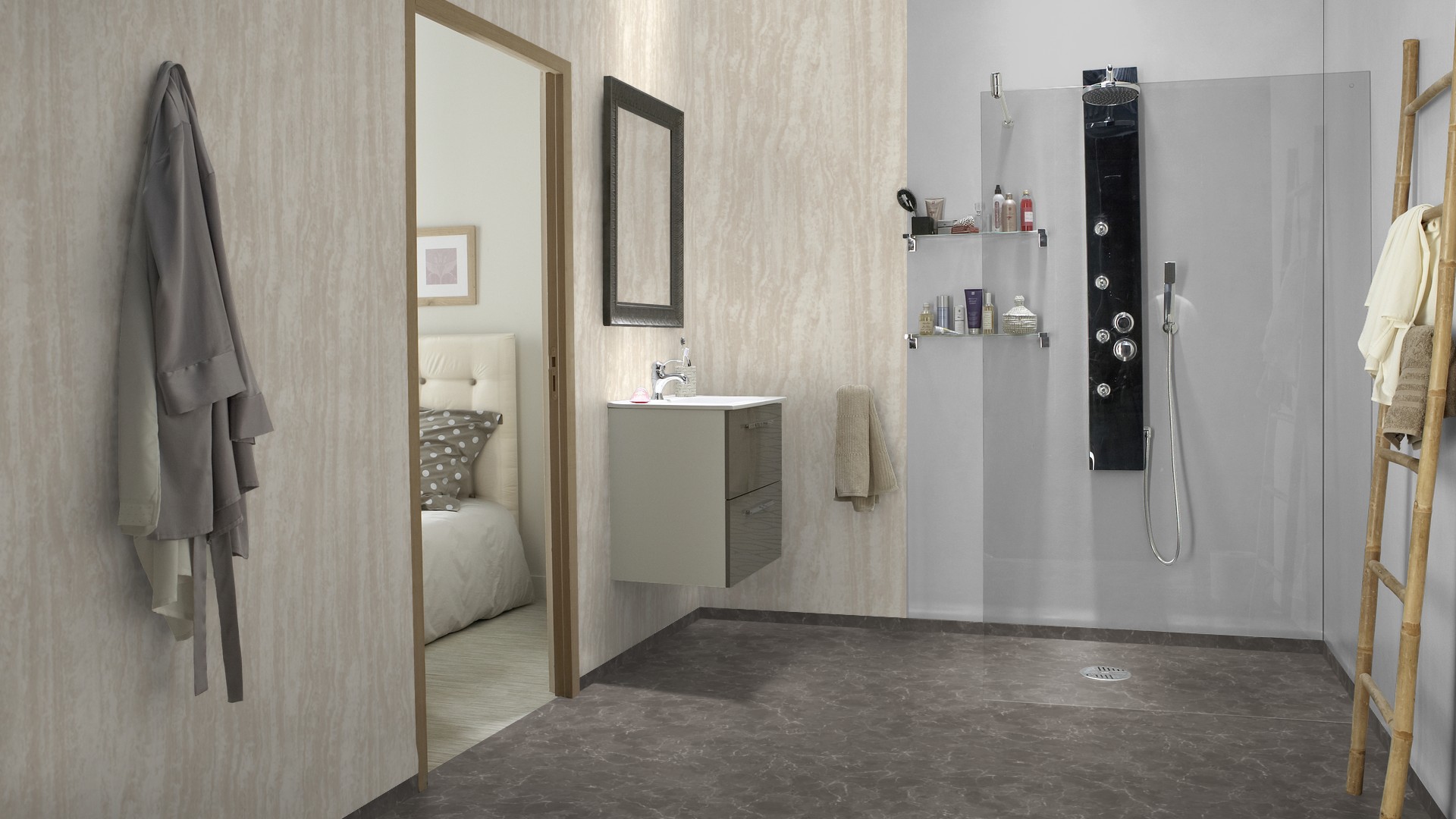 Våtromsbelegg Aquarelle Royal Marble Anthracite 2m - Bilde 2